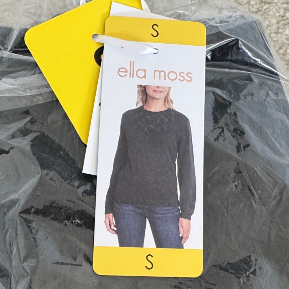 Ella Moss Women’s Elegant Black Sweater with Flower Design, Small, NWT